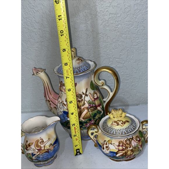 VTG SGK China Demitasse Teapot Teacup Saucer Complete Set For 6 Occupied Japan - Picture 7 of 9